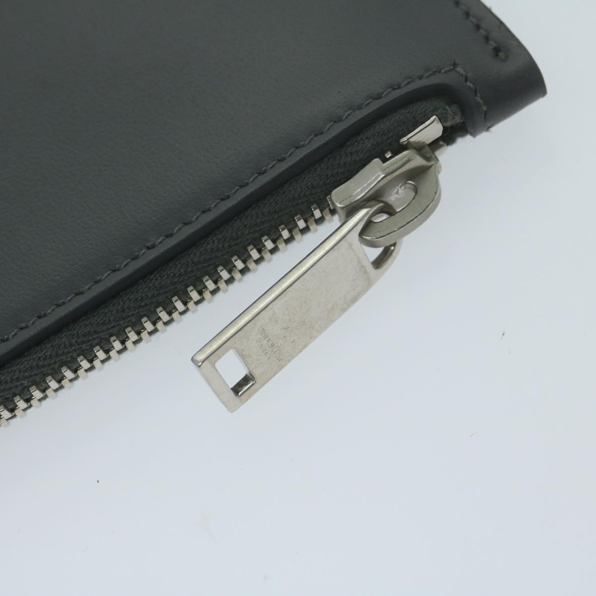 SAINT LAURENT Clutch Bag Leather Gray Auth bs11737