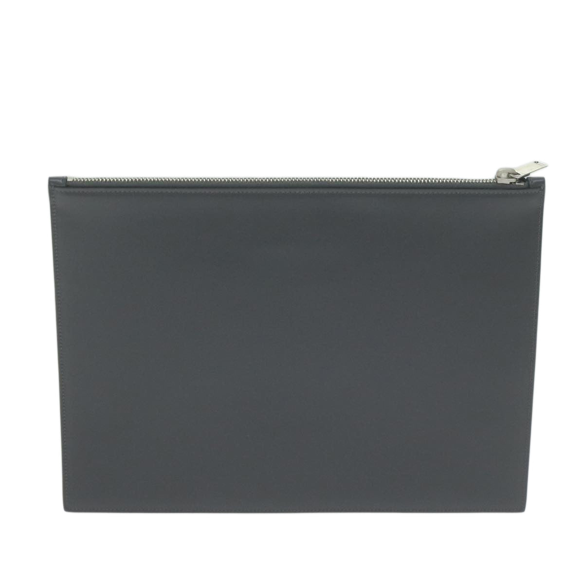 SAINT LAURENT Clutch Bag Leather Gray Auth bs11737