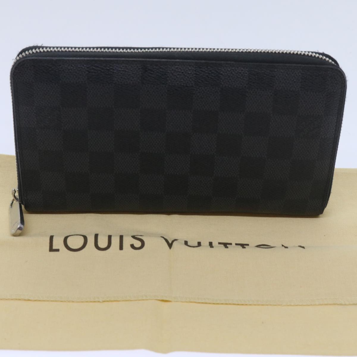 LOUIS VUITTON Damier Graphite Zippy Organizer Long Wallet N63077 LV Auth bs11749