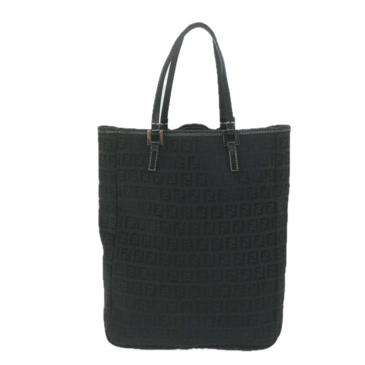 FENDI Zucchino Canvas Tote Bag Black Auth bs11778