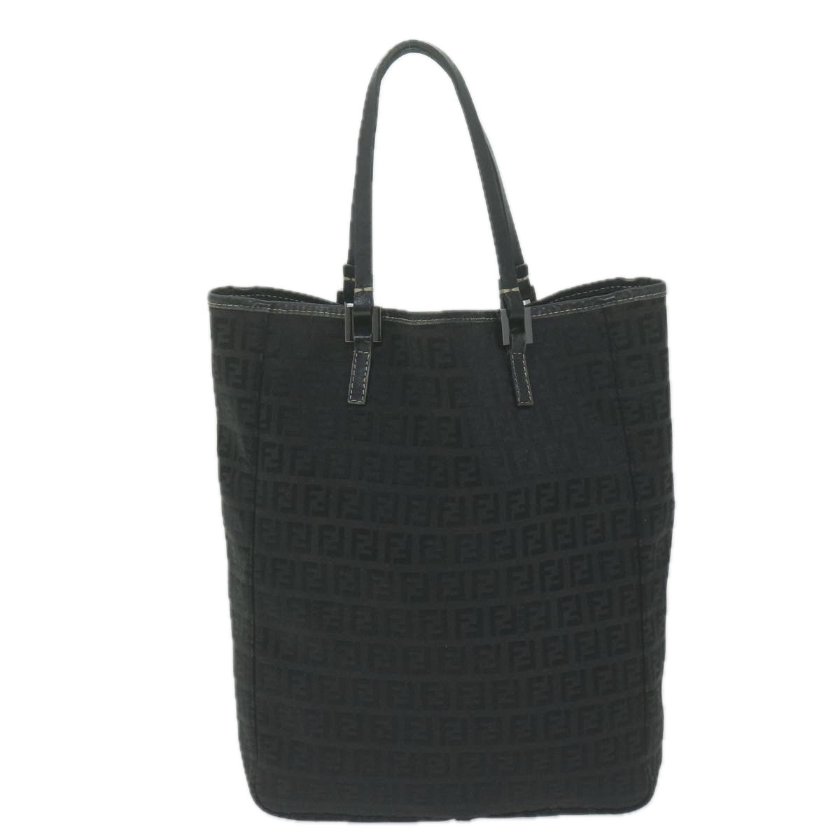 FENDI Zucchino Canvas Tote Bag Black Auth bs11778