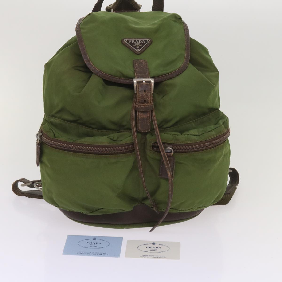 PRADA Backpack Nylon Khaki Auth bs11803