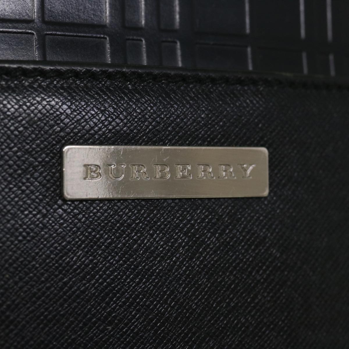 BURBERRY Clutch Bag Leather Black Auth bs11817