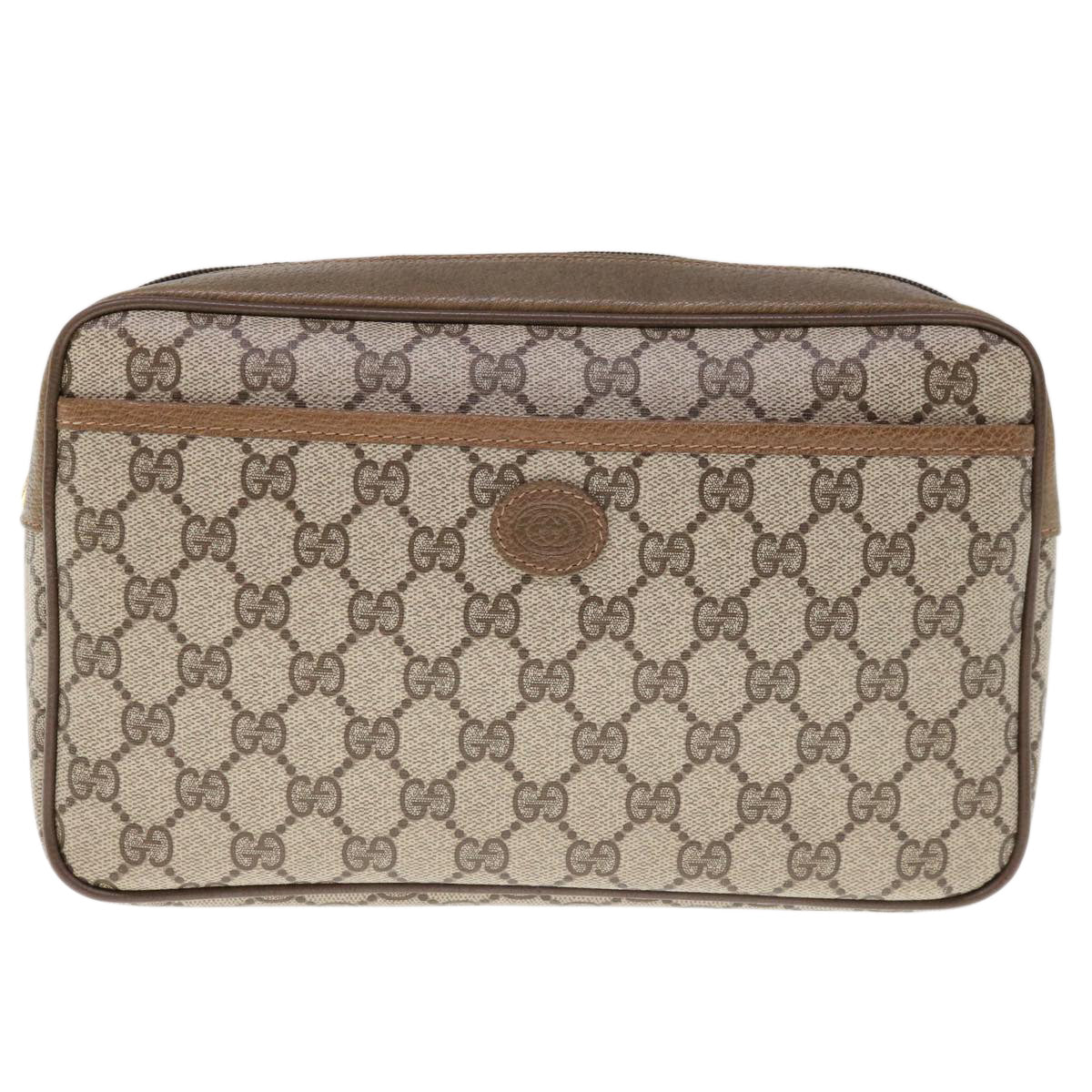 GUCCI GG Supreme Clutch Bag PVC Beige 89 01 044 Auth bs11838