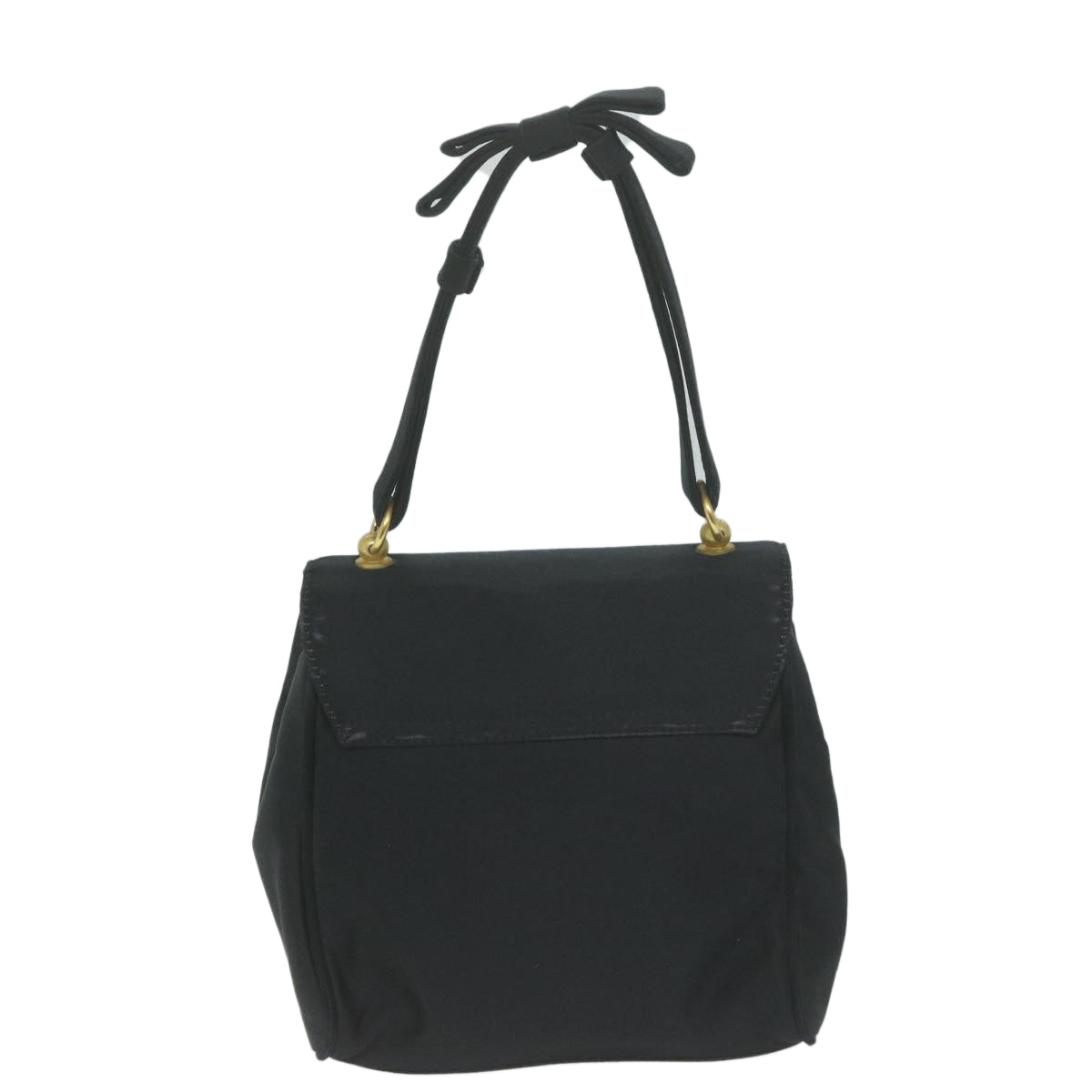 PRADA Hand Bag Satin Black Auth bs11856