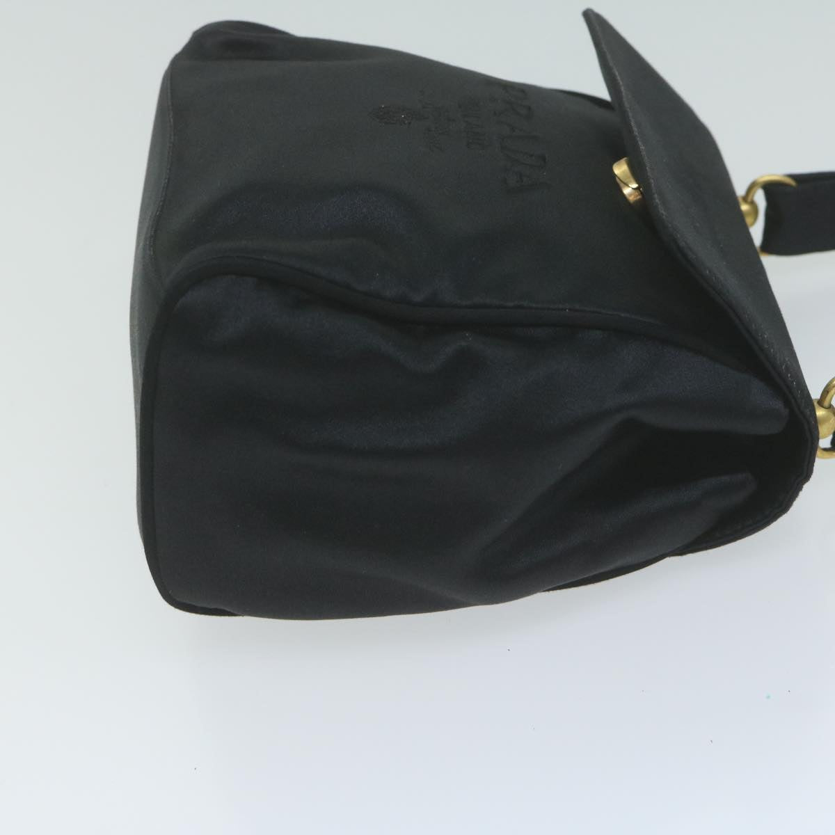 PRADA Hand Bag Satin Black Auth bs11856