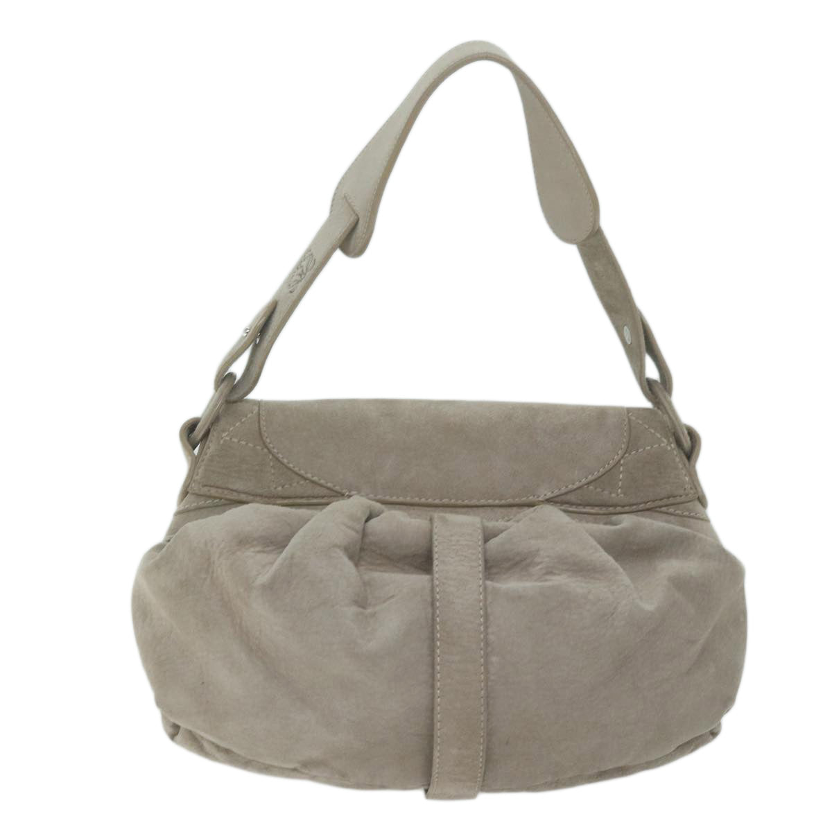 LOEWE Shoulder Bag Suede Gray Auth bs11863