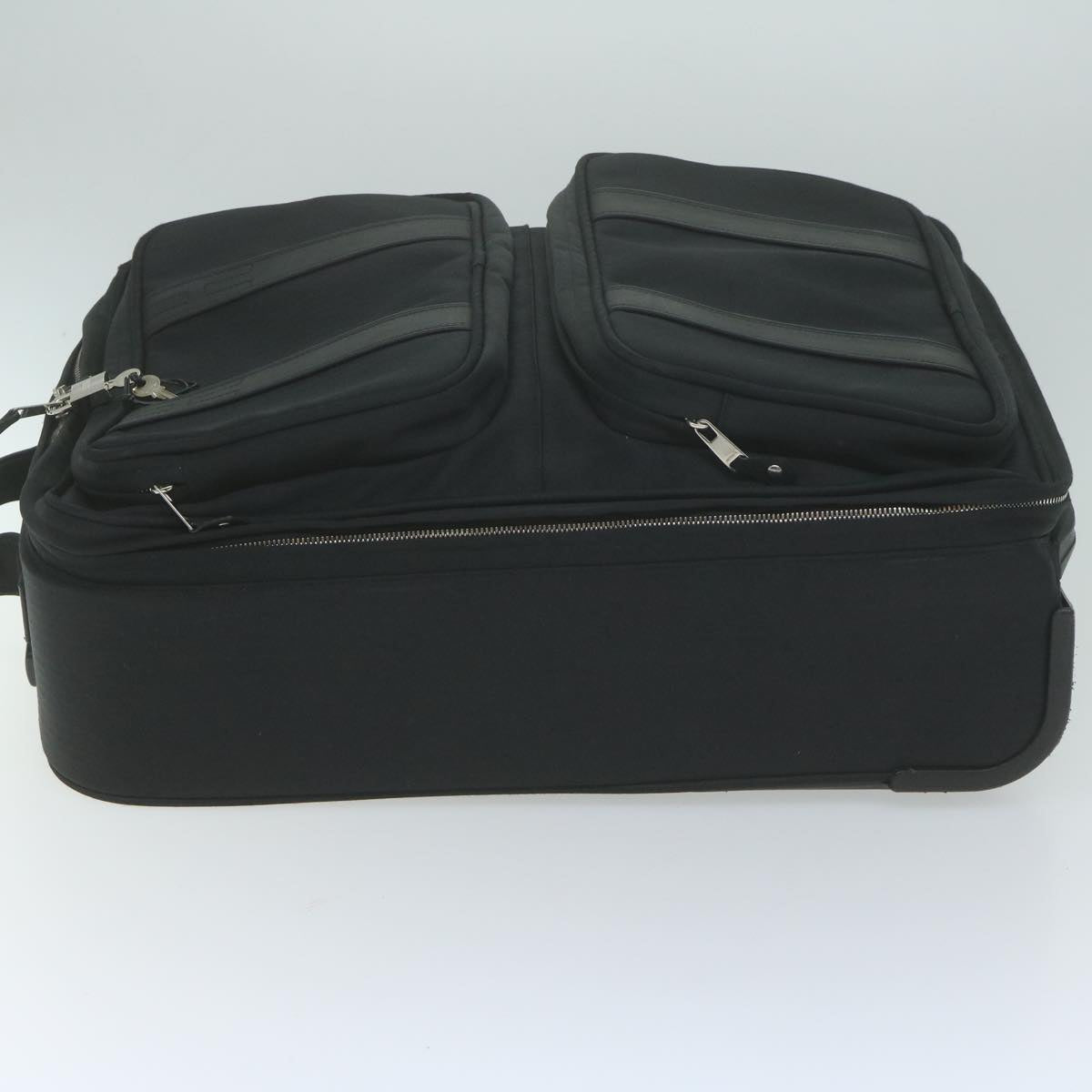 HERMES Carry Case Akapu Luco Trunk Canvas Black Auth bs11869