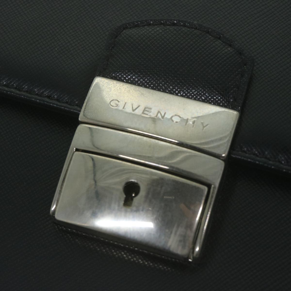 GIVENCHY Clutch Bag Leather Black Auth bs11875