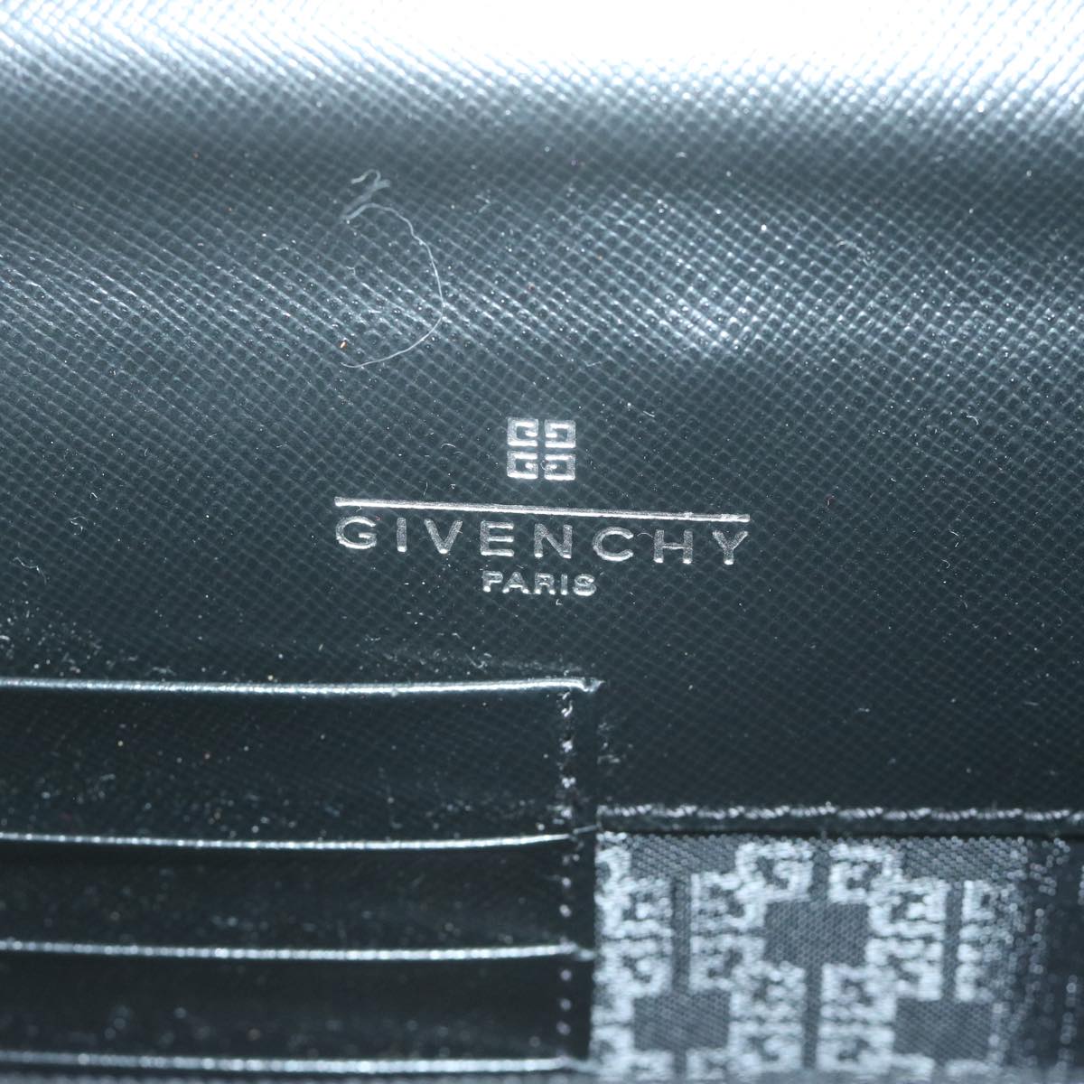 GIVENCHY Clutch Bag Leather Black Auth bs11875