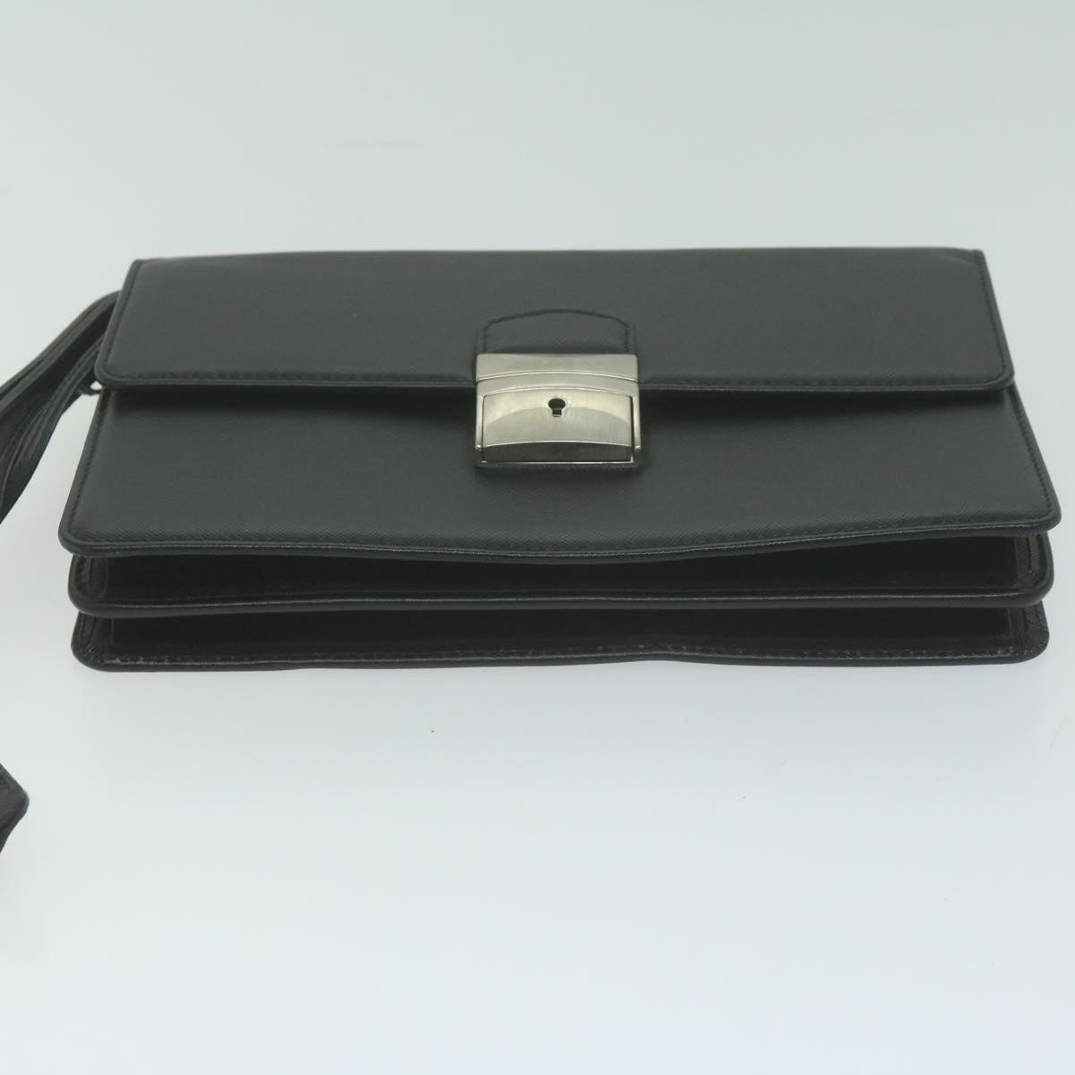 GIVENCHY Clutch Bag Leather Black Auth bs11875