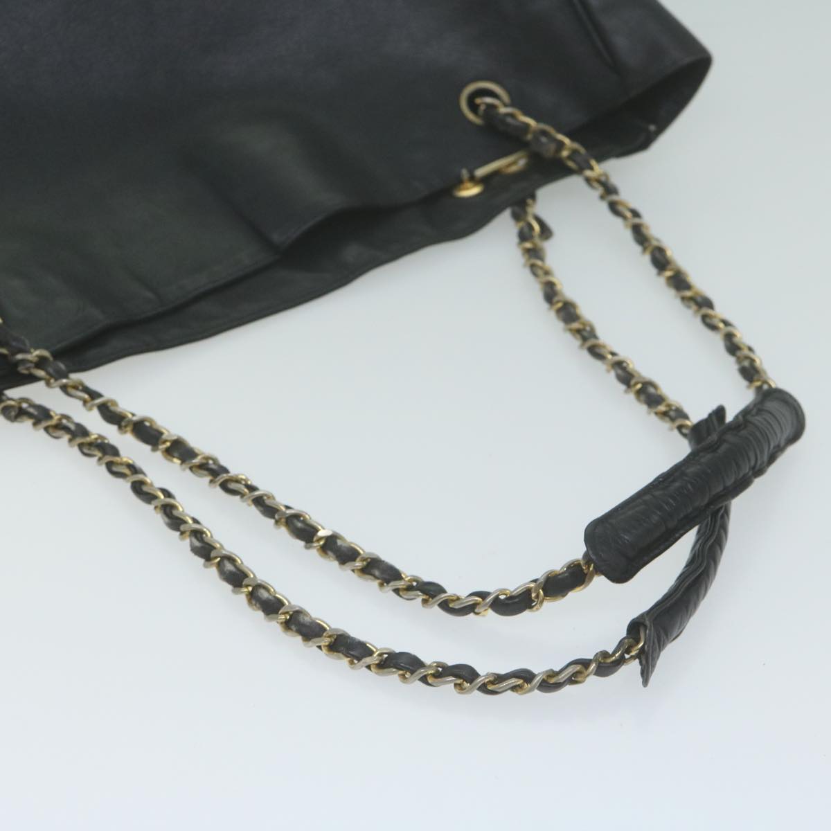 CHANEL Chain Shoulder Bag Leather Black CC Auth bs11894