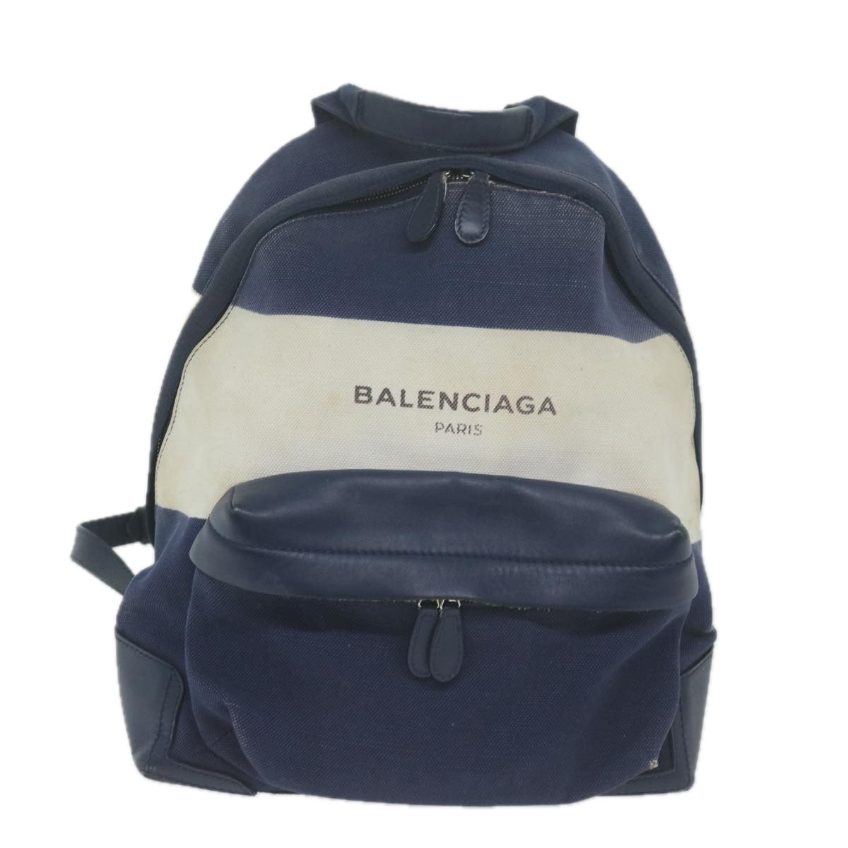 BALENCIAGA Backpack Canvas White Navy 409010 Auth bs11904