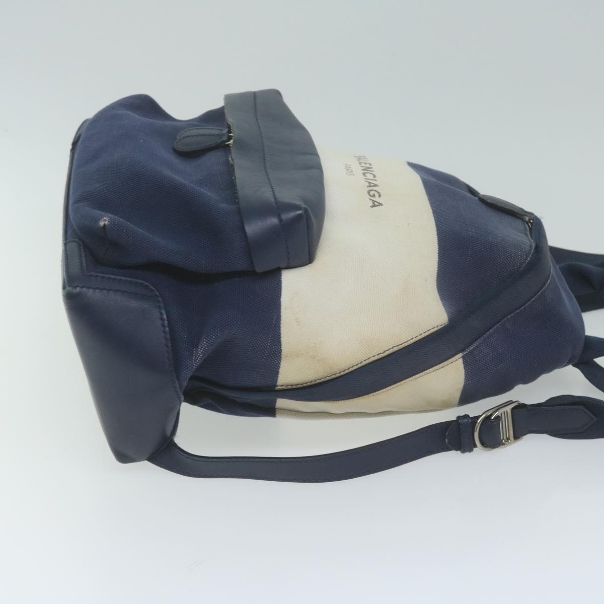 BALENCIAGA Backpack Canvas White Navy 409010 Auth bs11904