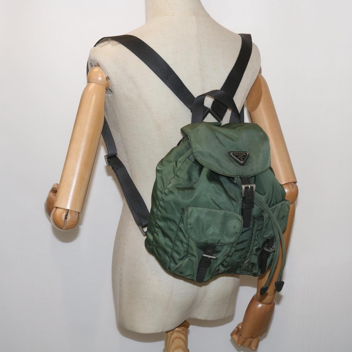 PRADA Backpack Nylon Green Auth bs11956