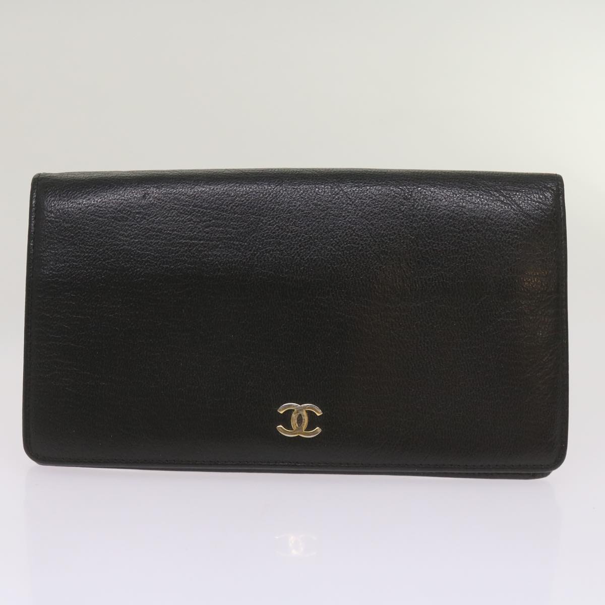 CHANEL Wallet Caviar Skin 4Set Black Pink Orange CC Auth bs11979