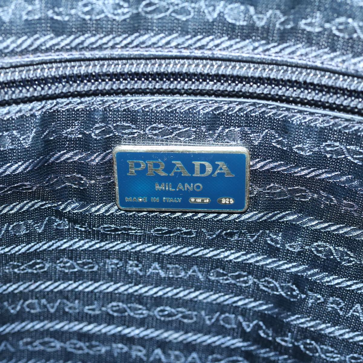 PRADA Hand Bag Leather Navy Auth bs11992