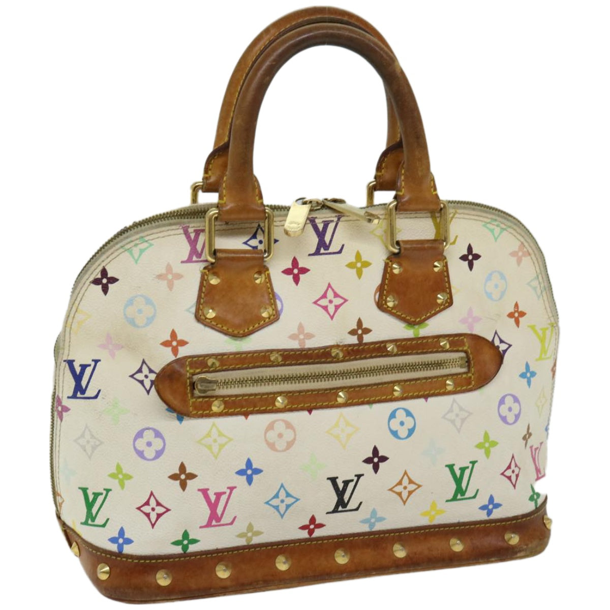 LOUIS VUITTON Monogram Multicolor Alma Hand Bag White M92647 LV Auth bs12008