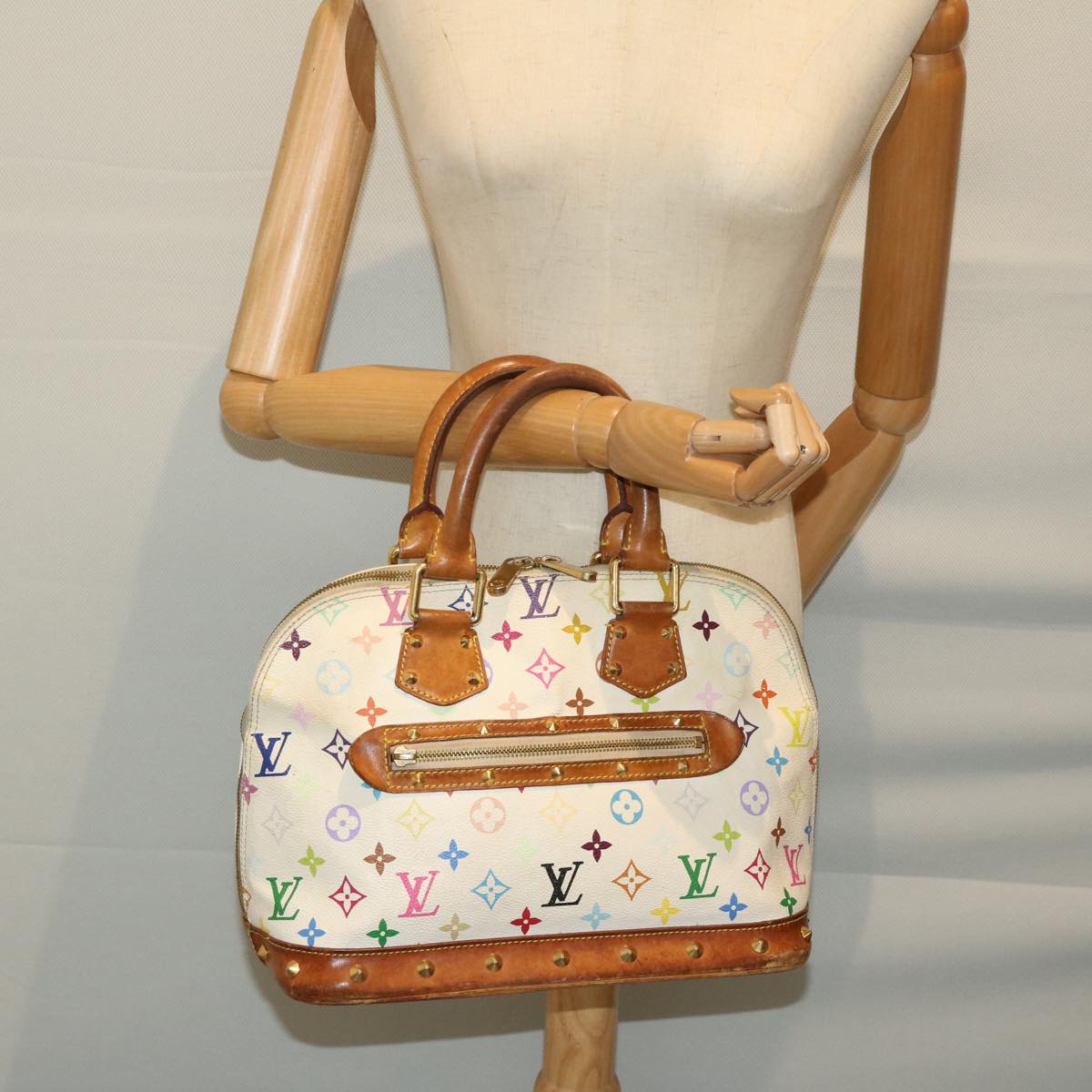 LOUIS VUITTON Monogram Multicolor Alma Hand Bag White M92647 LV Auth bs12008