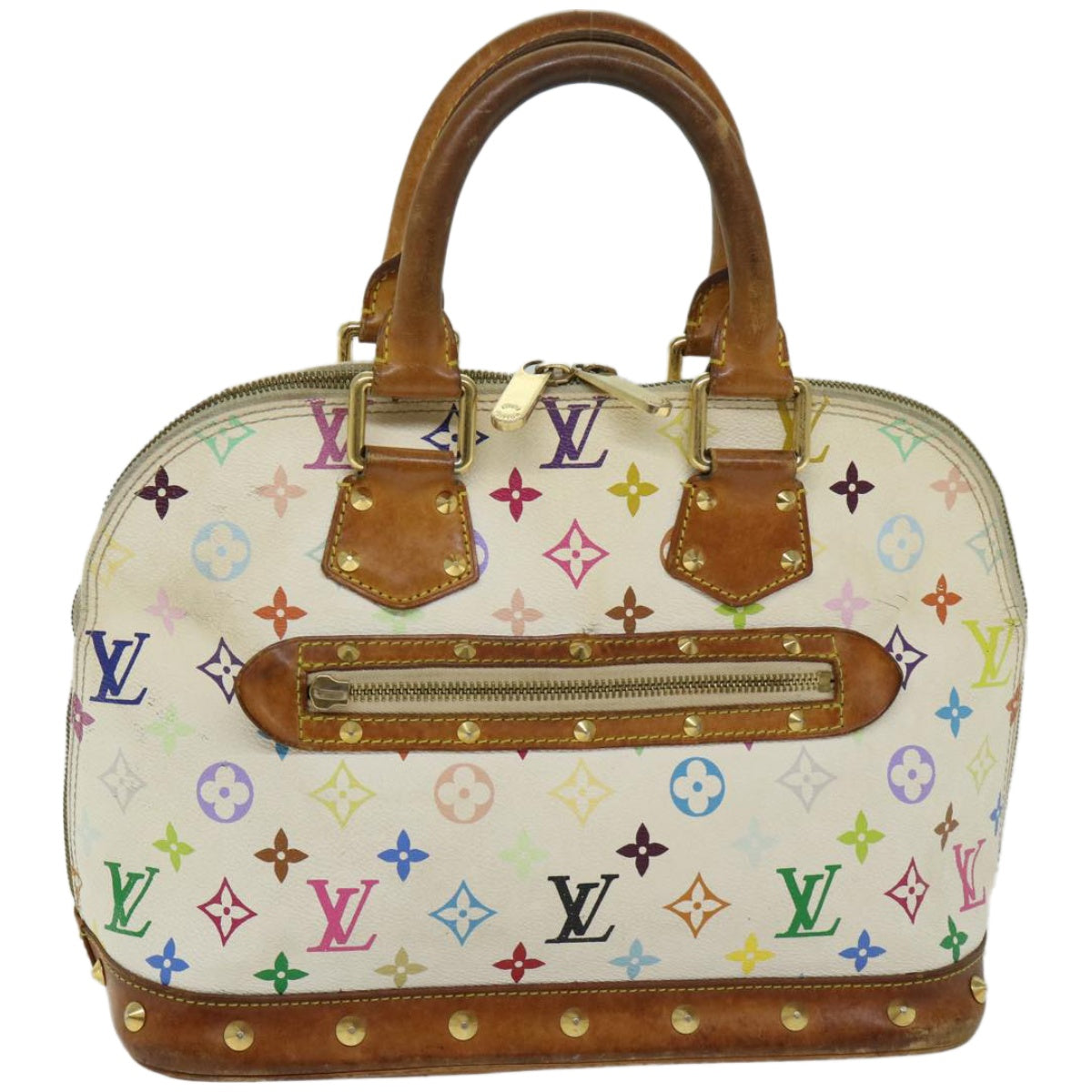 LOUIS VUITTON Monogram Multicolor Alma Hand Bag White M92647 LV Auth bs12008