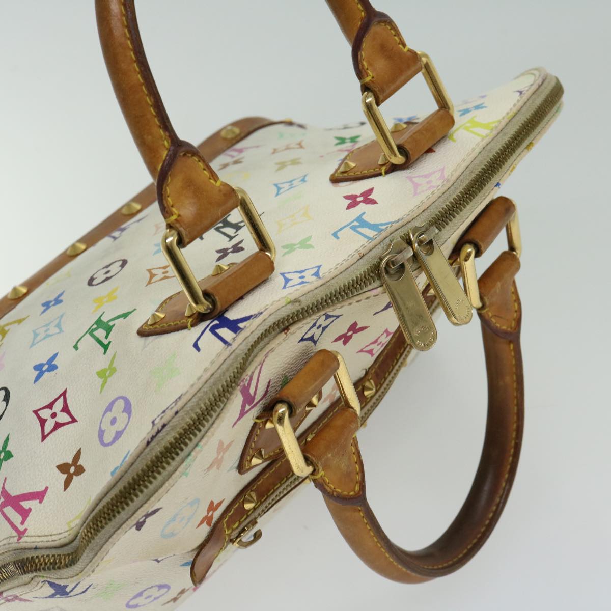 LOUIS VUITTON Monogram Multicolor Alma Hand Bag White M92647 LV Auth bs12008