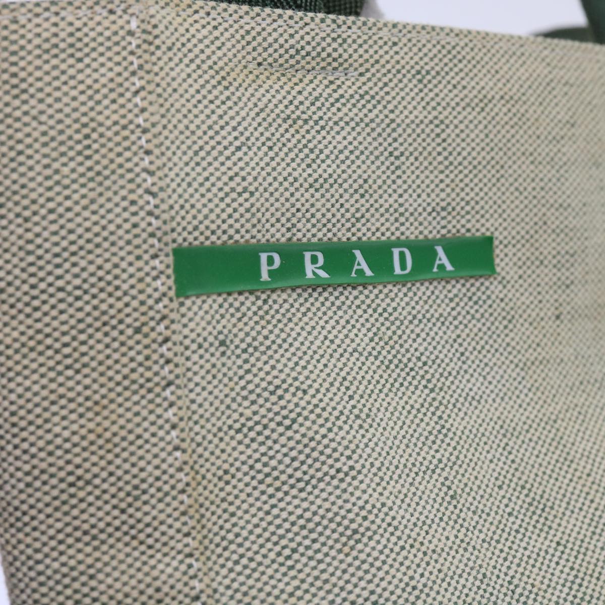 PRADA Sports Hand Bag Canvas Green Beige Auth bs12012