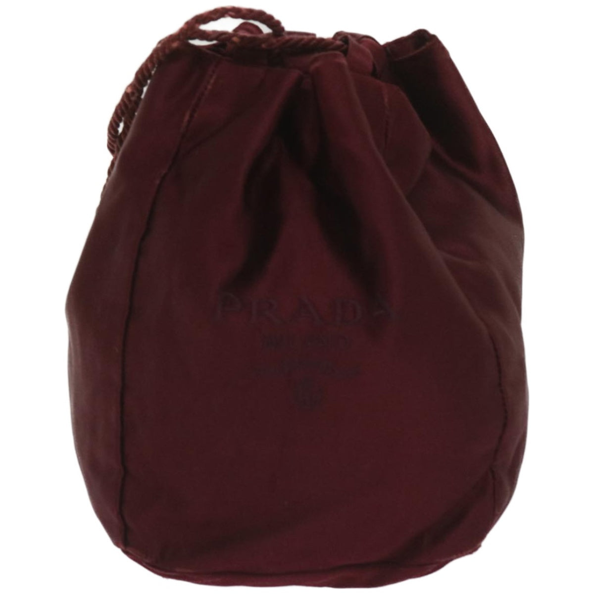 PRADA Shoulder Bag Satin Wine Red Auth bs12014