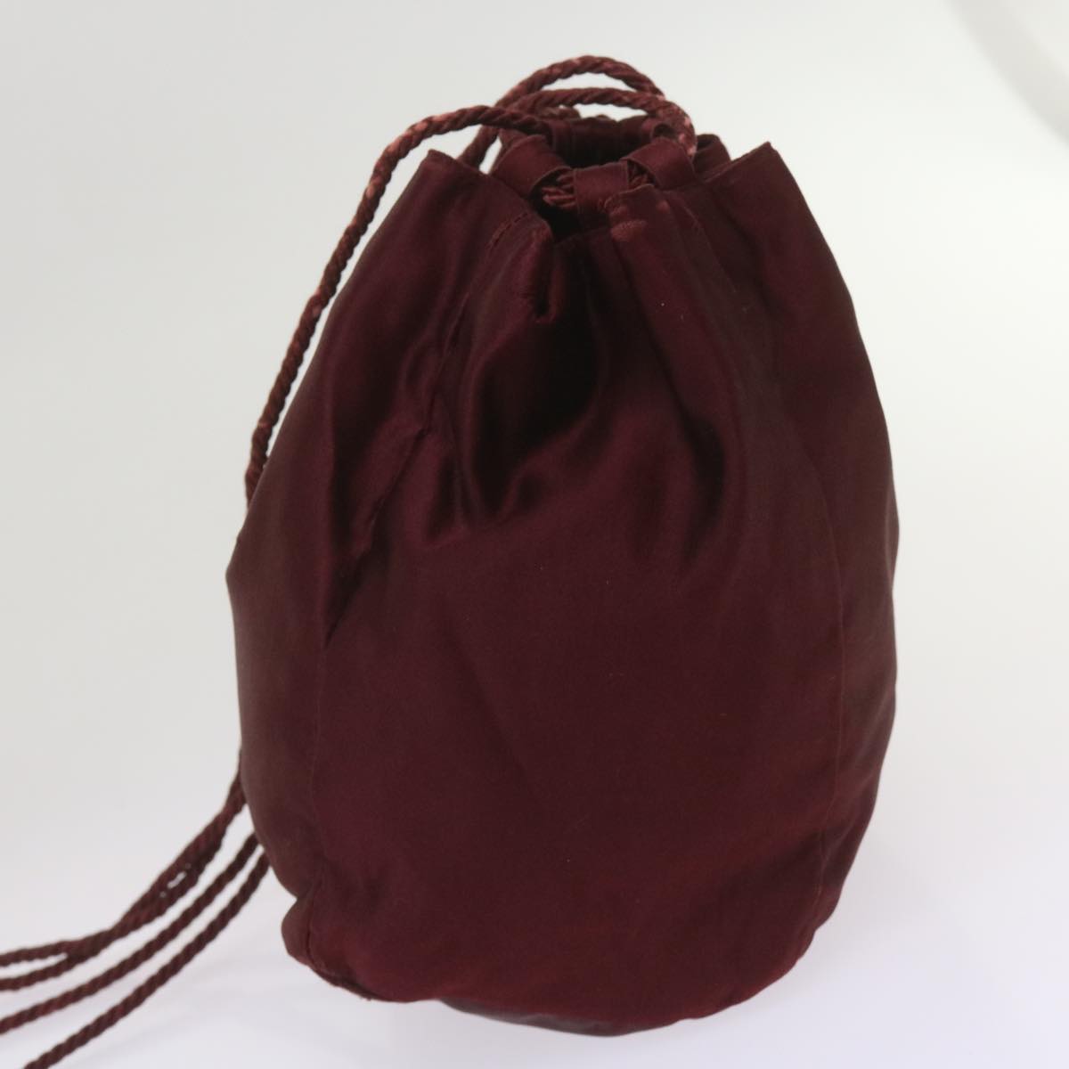 PRADA Shoulder Bag Satin Wine Red Auth bs12014