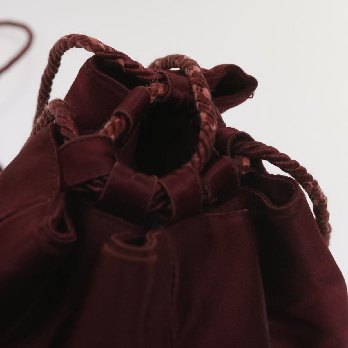 PRADA Shoulder Bag Satin Wine Red Auth bs12014