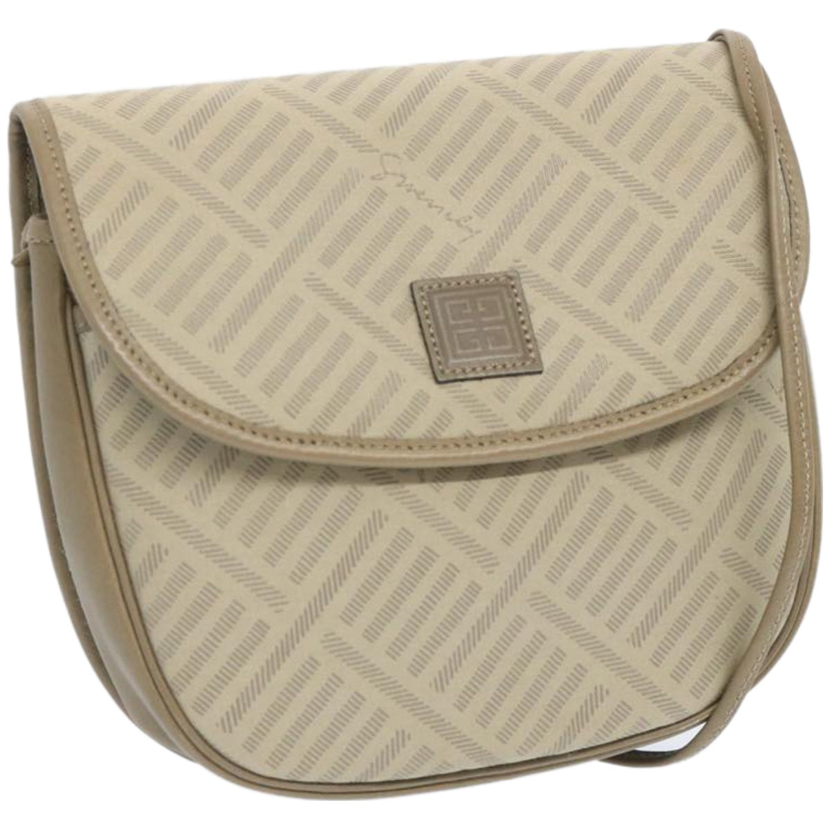 GIVENCHY Shoulder Bag Canvas Beige Auth bs12042