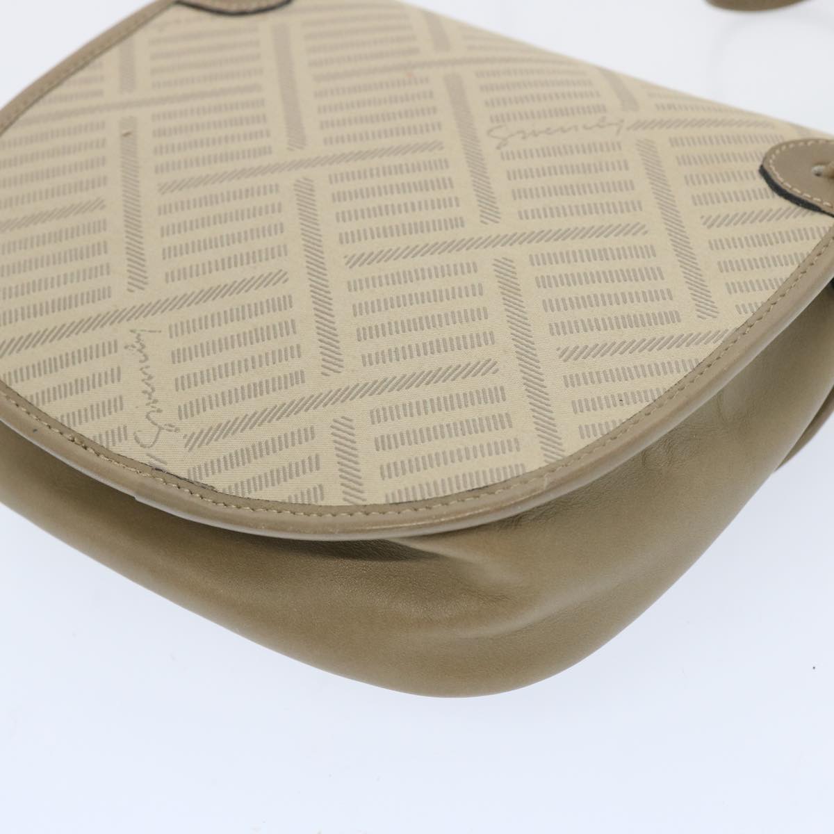 GIVENCHY Shoulder Bag Canvas Beige Auth bs12042