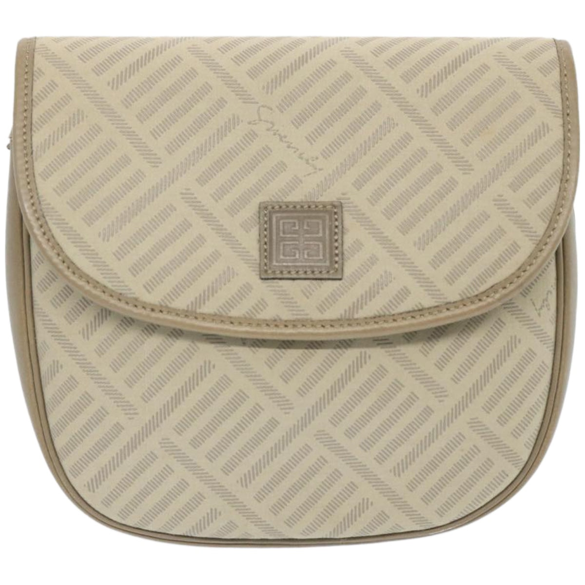 GIVENCHY Shoulder Bag Canvas Beige Auth bs12042