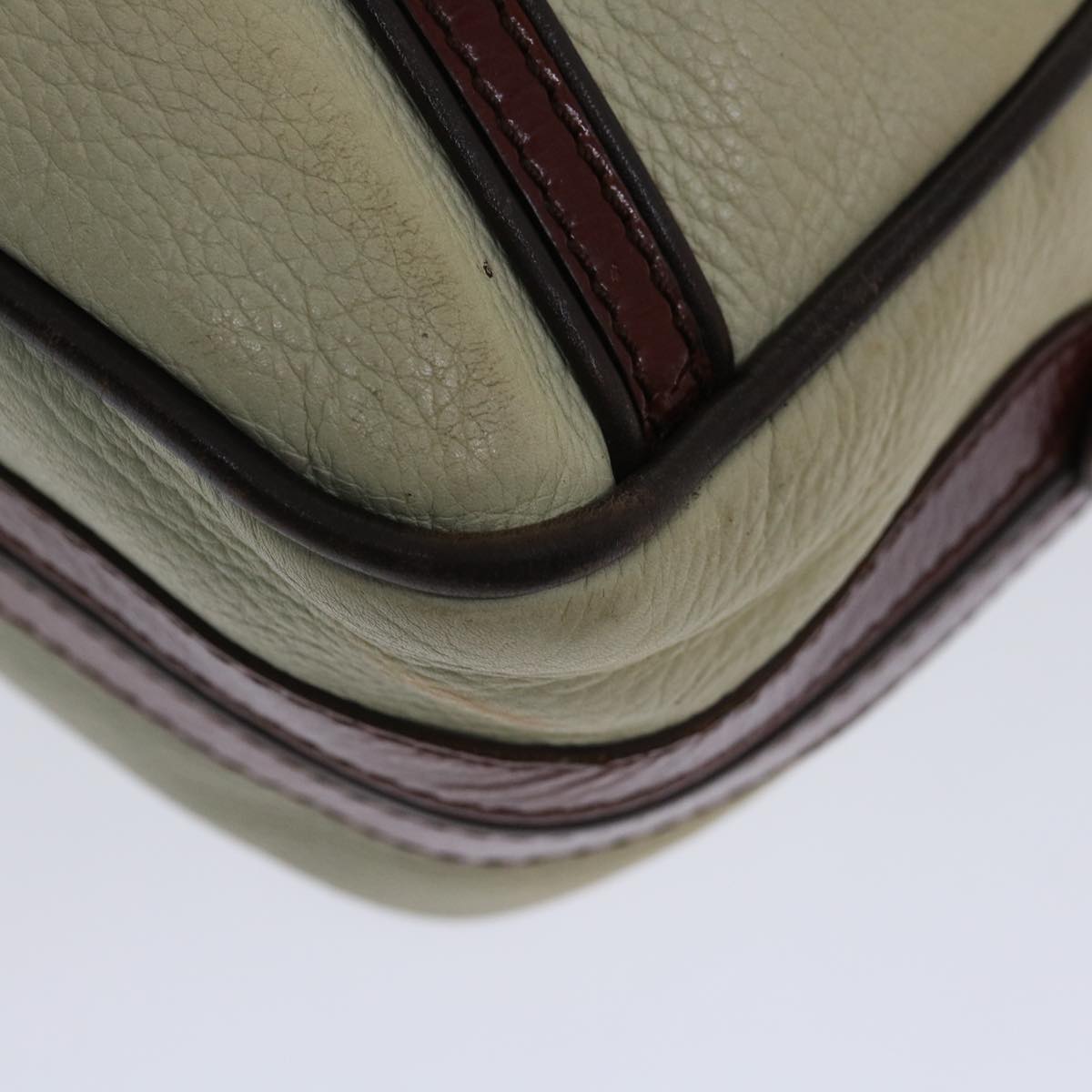 CELINE Hand Bag Leather Beige Auth bs12047