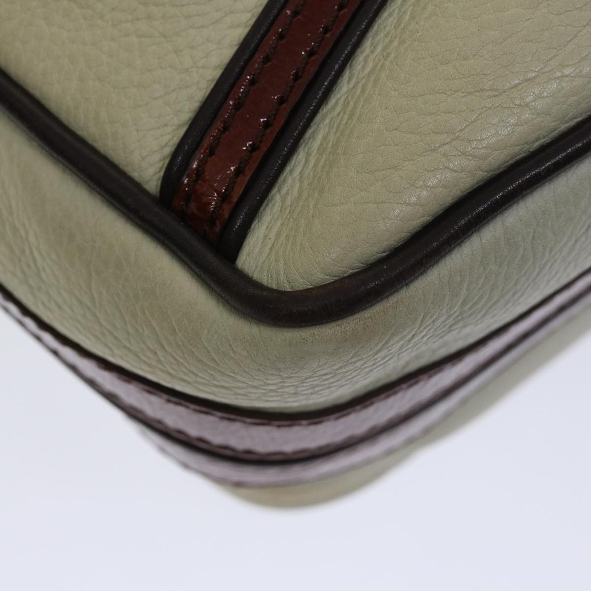 CELINE Hand Bag Leather Beige Auth bs12047