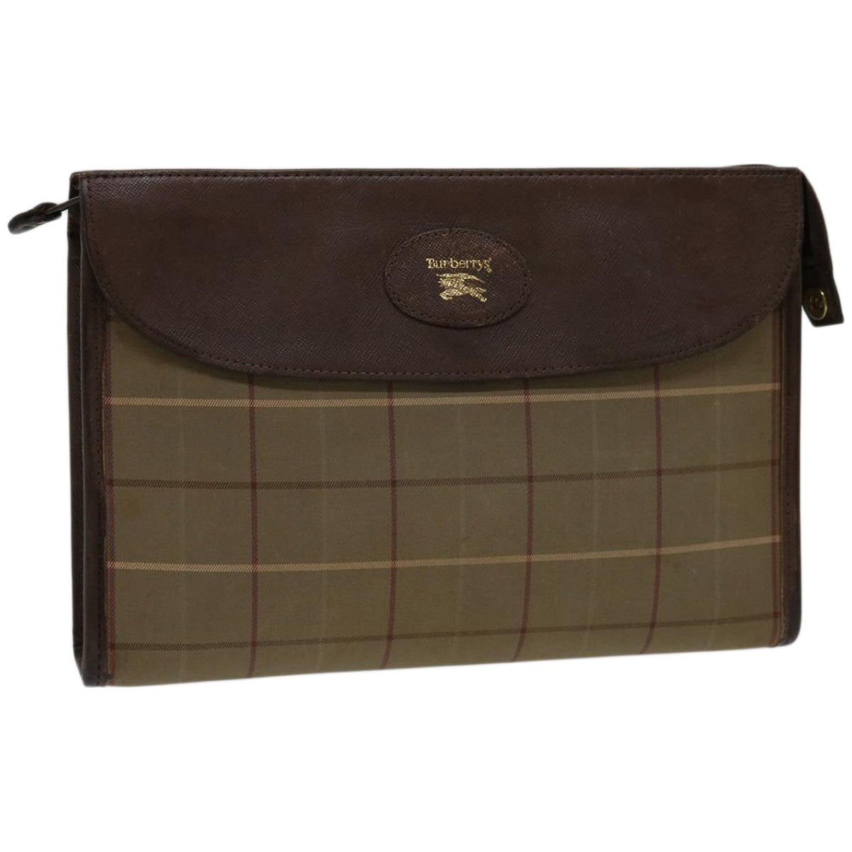 Burberrys Nova Check Clutch Bag Canvas Brown Auth bs12054