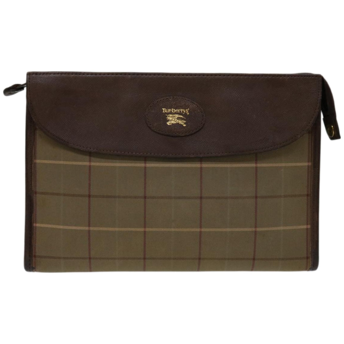 Burberrys Nova Check Clutch Bag Canvas Brown Auth bs12054