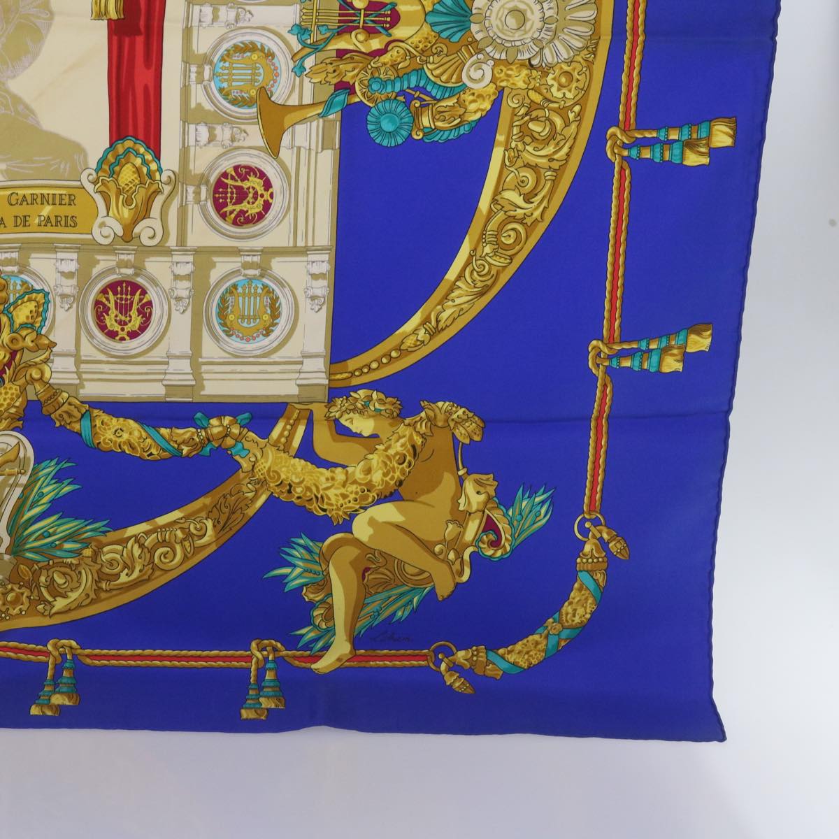 HERMES Carre 90 ARCHITECTE DE L'OPERA DE PARIS Scarf Silk Blue Auth bs12077