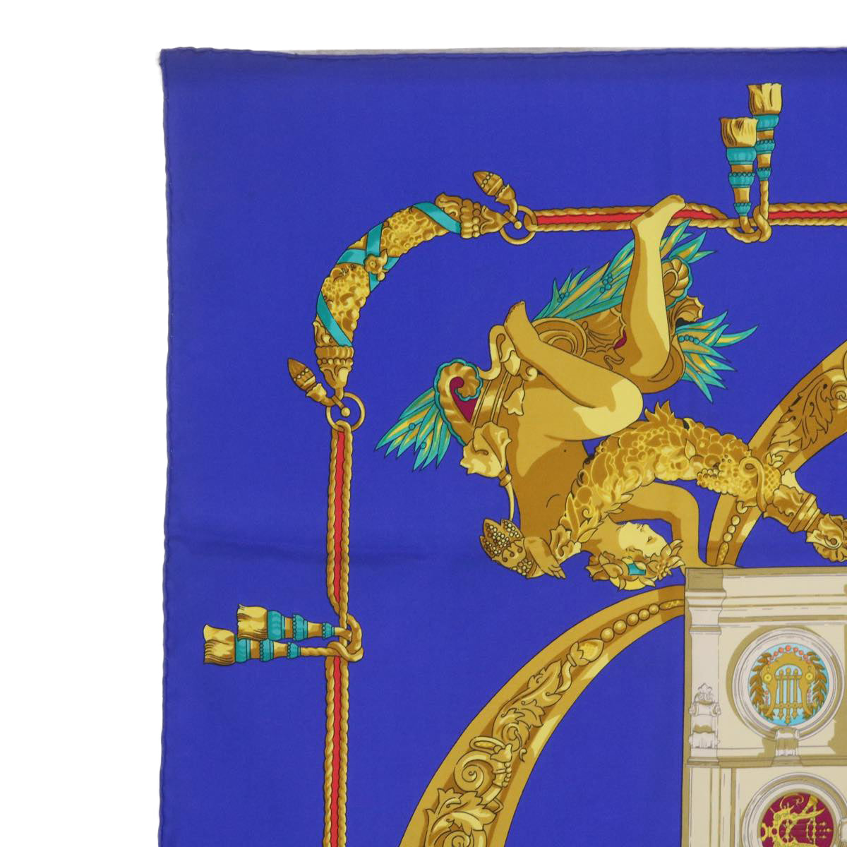 HERMES Carre 90 ARCHITECTE DE L'OPERA DE PARIS Scarf Silk Blue Auth bs12077