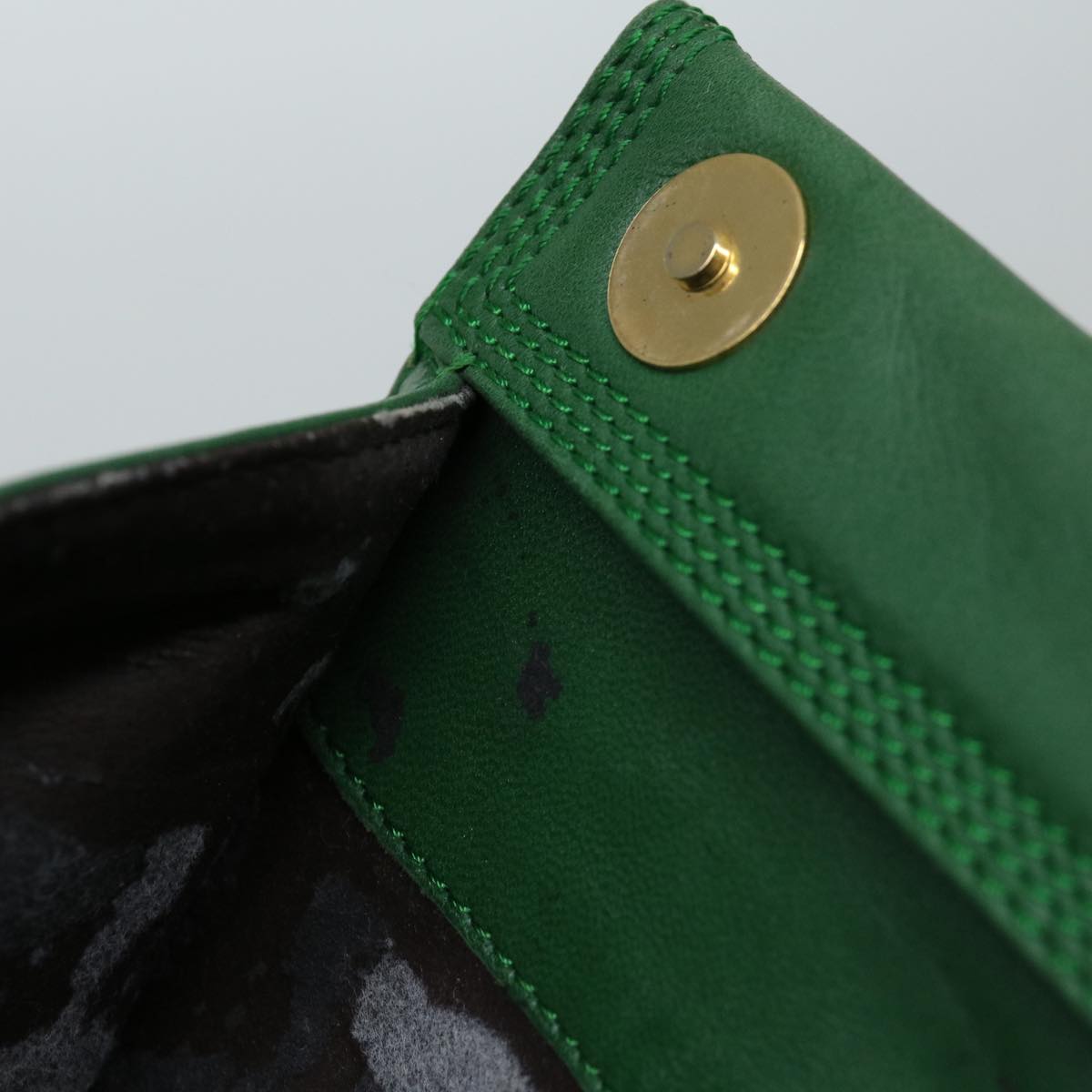 LOEWE Clutch Bag Leather Green Auth bs12080