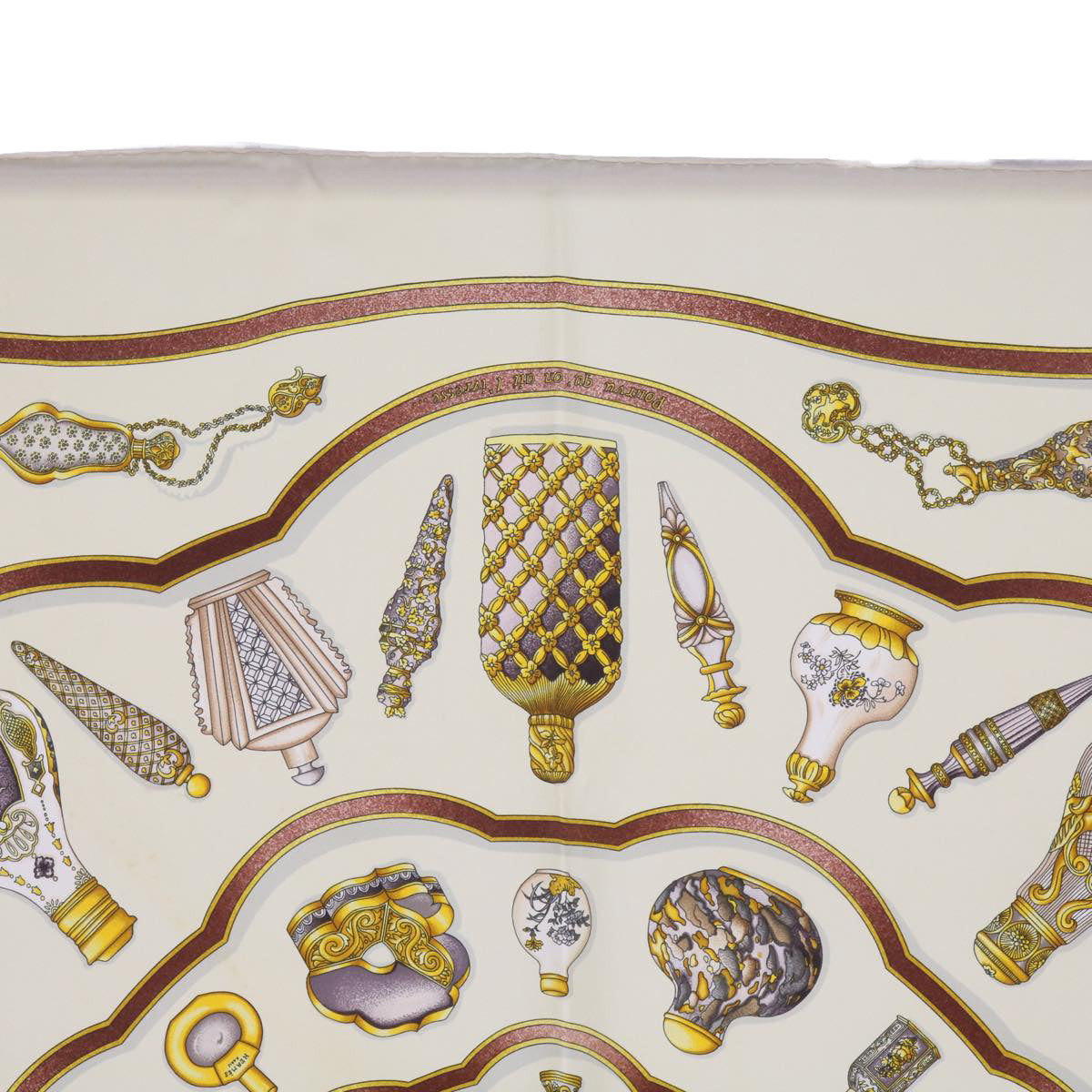 HERMES Carre 90 Qu'importe le flacon Scarf Silk Beige Auth bs12085