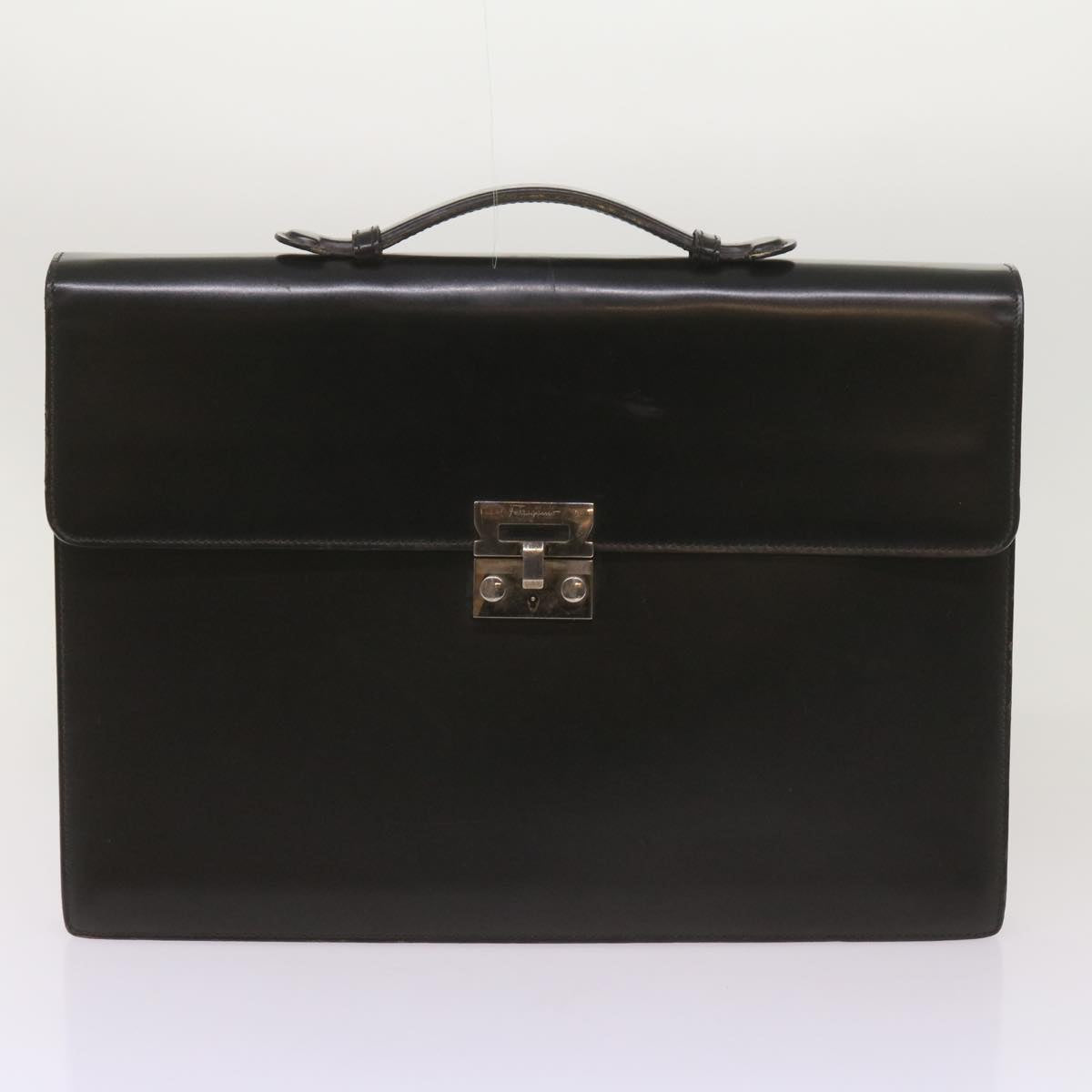 Salvatore Ferragamo Hand Bag Leather 2Set Black Auth bs12088