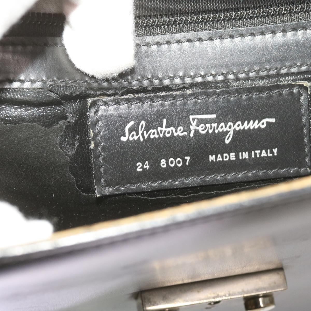 Salvatore Ferragamo Hand Bag Leather 2Set Black Auth bs12088