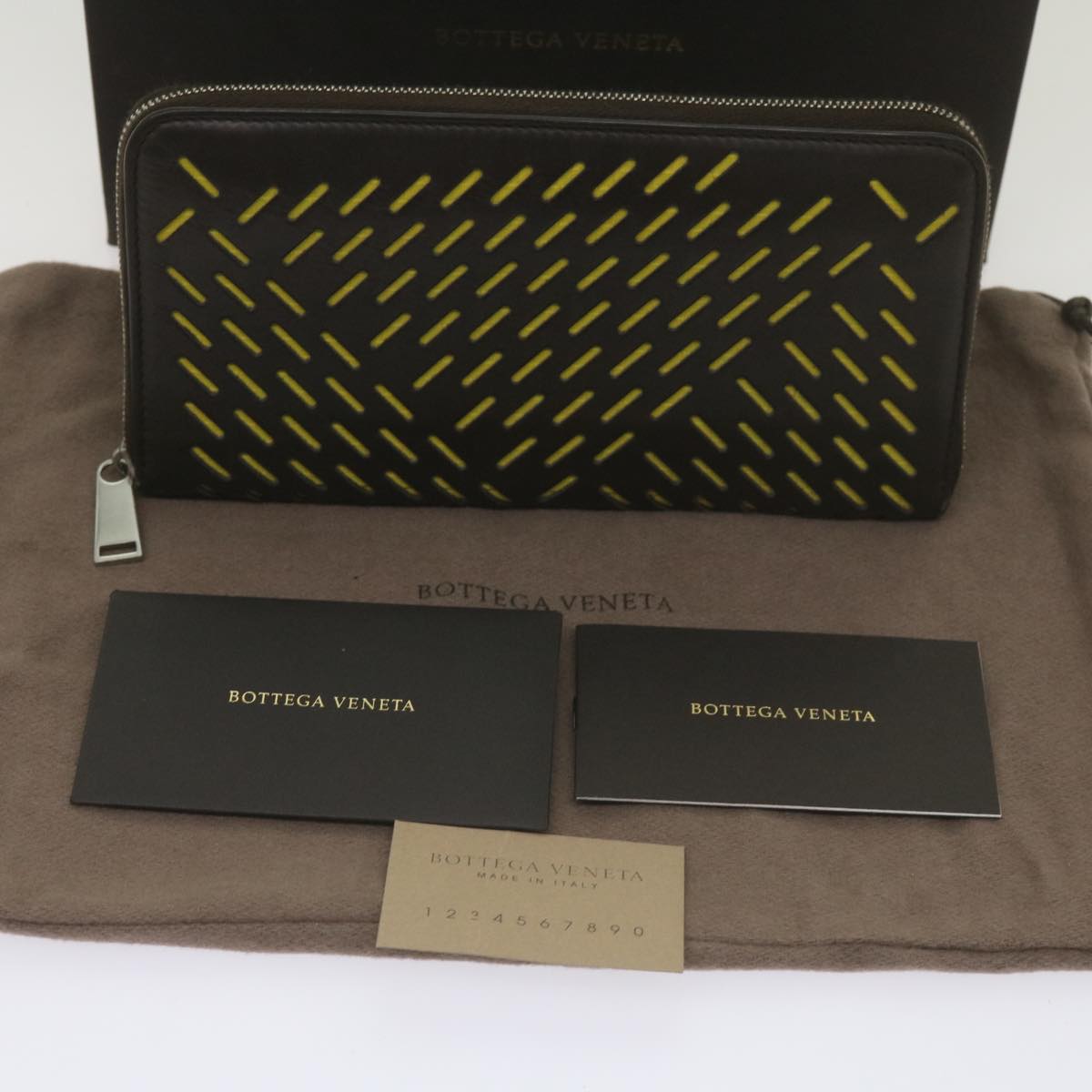 BOTTEGA VENETA Long Wallet Leather Brown Auth bs12107