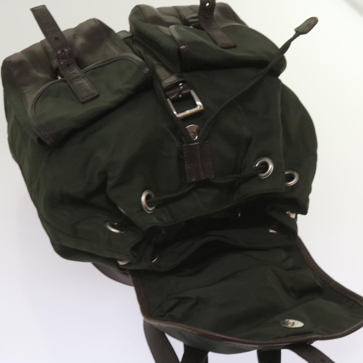 PRADA Backpack Nylon Green Auth bs12126