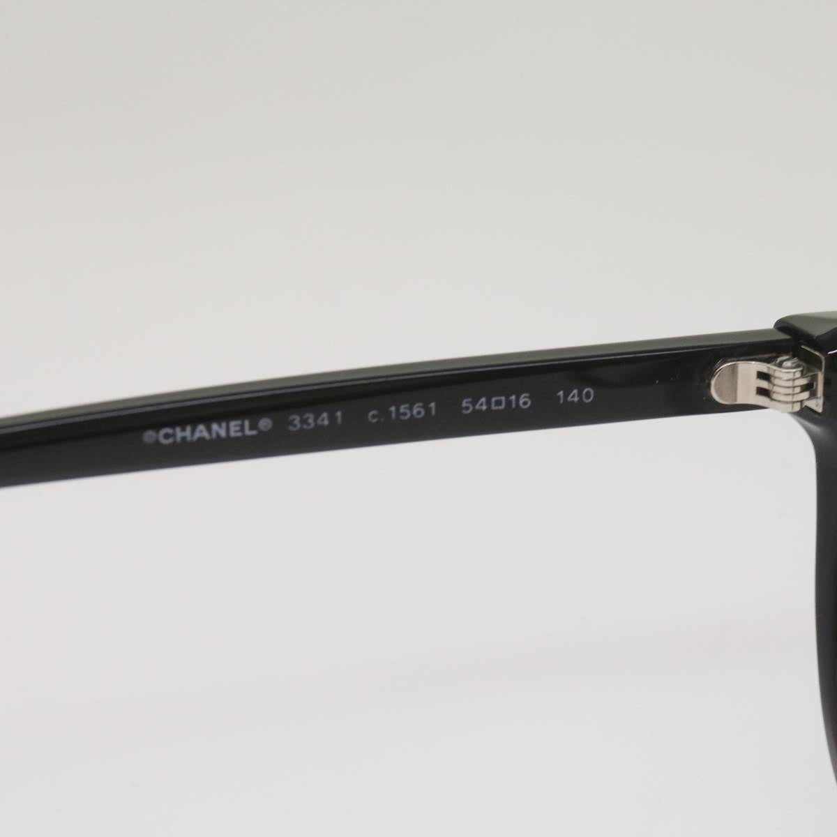 CHANEL Glasses plastic Black CC Auth bs12146