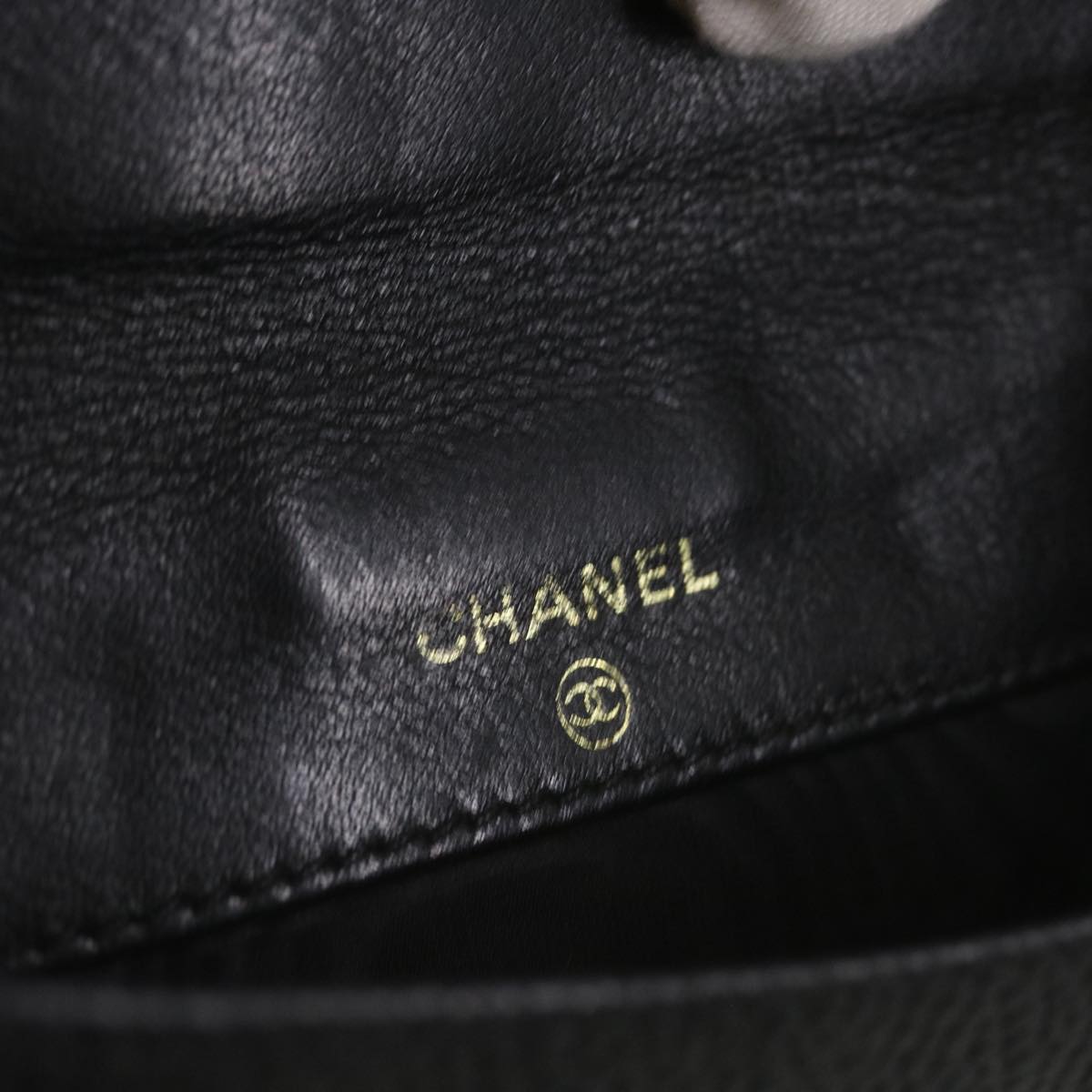 CHANEL Wallet Caviar Skin Black CC Auth bs12147