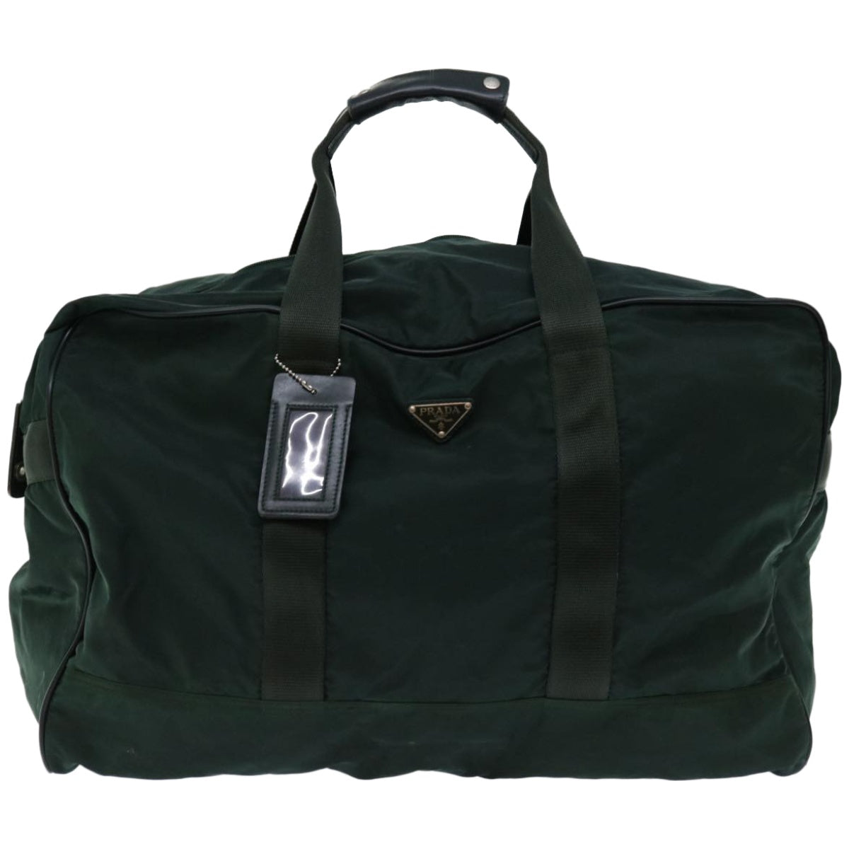 PRADA Boston Bag Nylon Green Auth bs12158