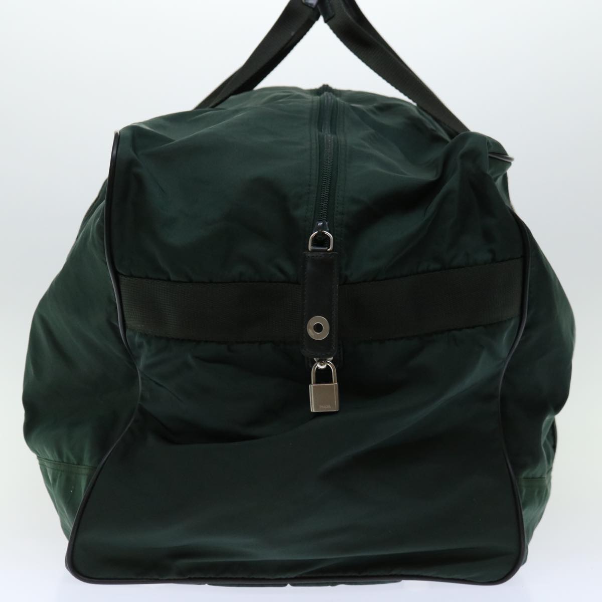 PRADA Boston Bag Nylon Green Auth bs12158