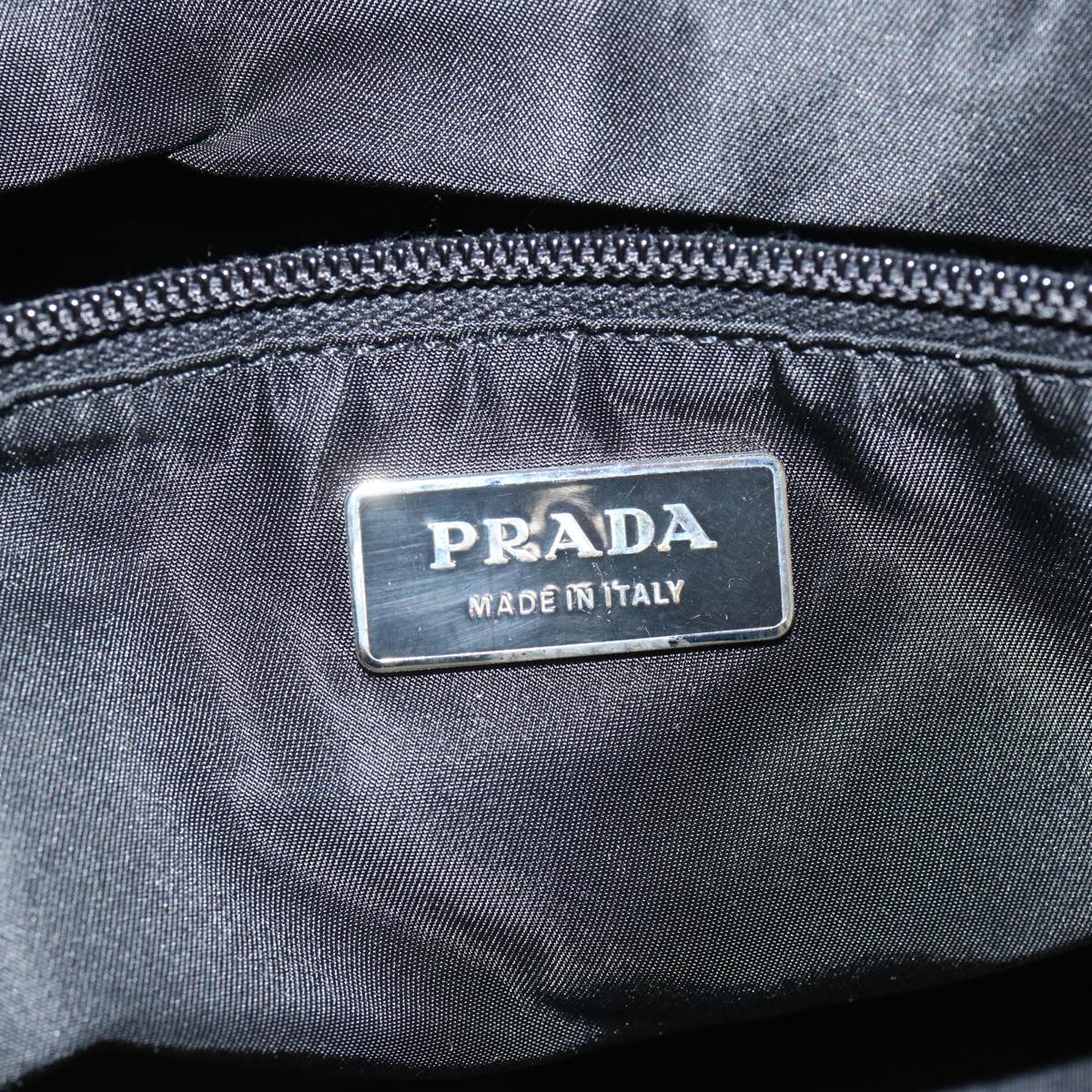 PRADA Boston Bag Nylon 2way White Black Auth bs12159