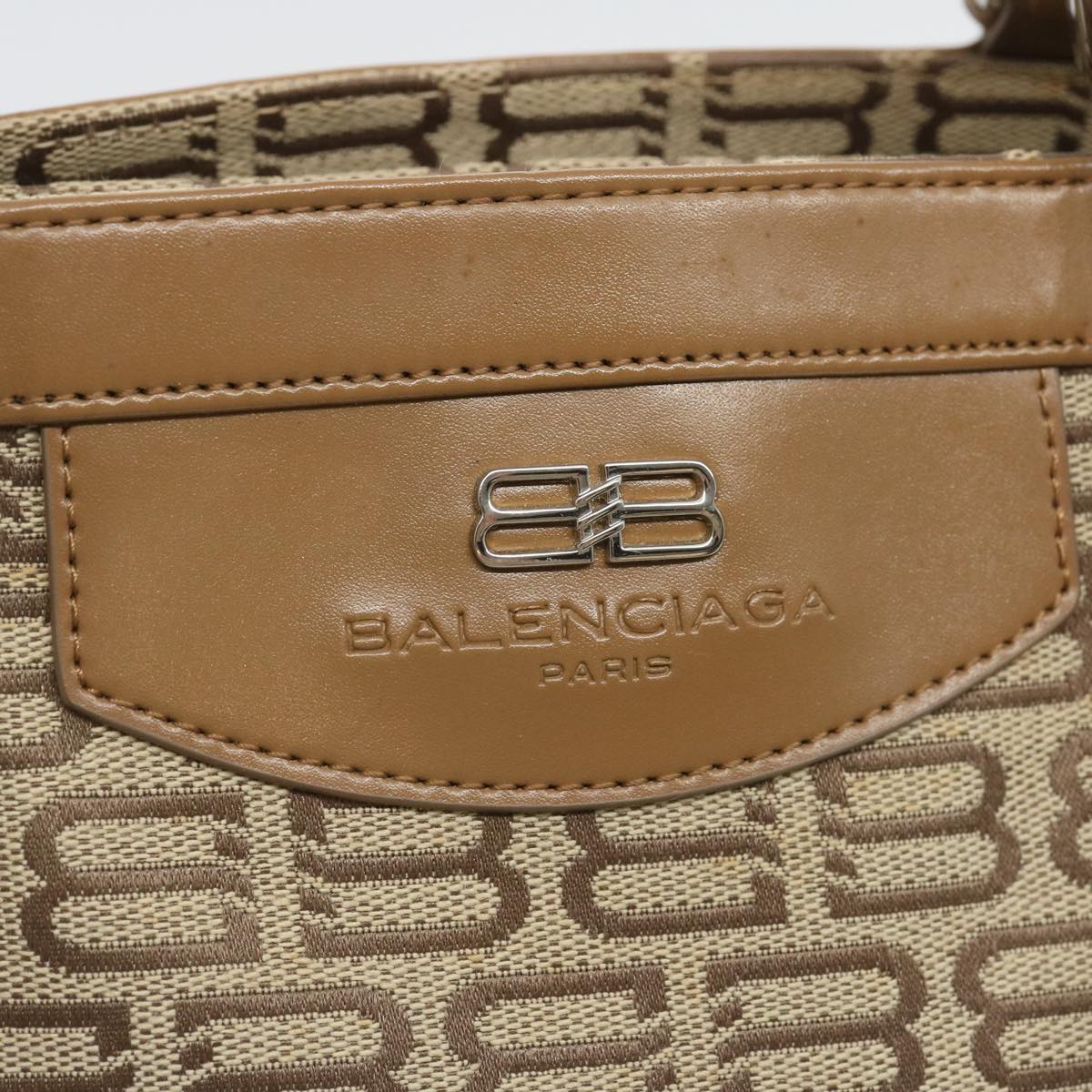 BALENCIAGA Hand Bag Canvas Beige Auth bs12163